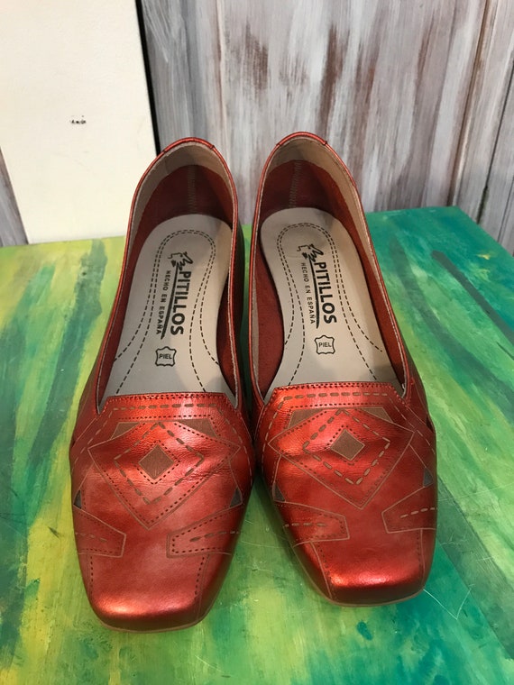 Zapato vintage rojo punta cuadrada vintage mujer - Etsy México