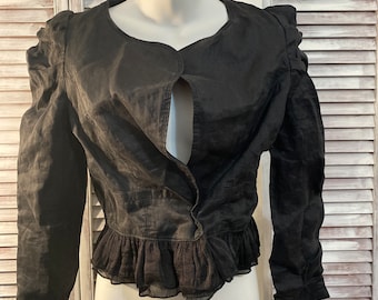 chique zwarte linnen bolero vintage dames maat XS