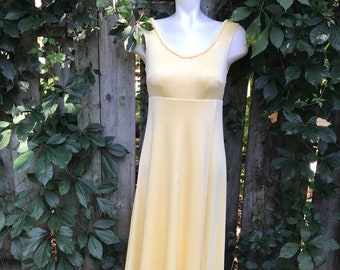 Vintage yellow dress - 1970s long dress and yellow jacket set in size small