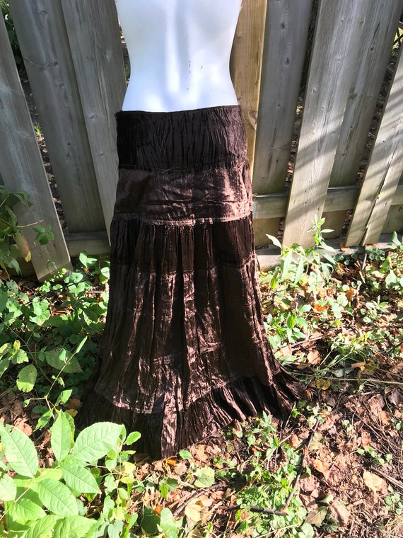 Brown velvet skirt - vintage 90s - brown brown co… - image 6