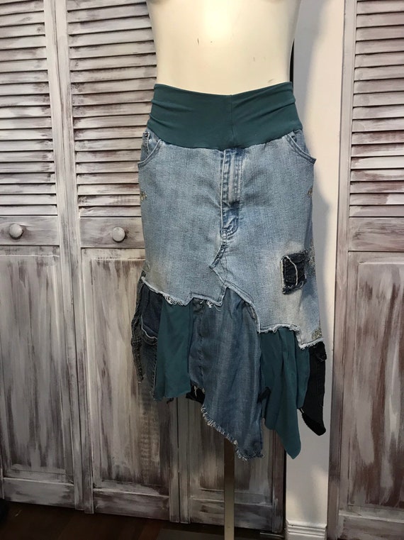 tattered denim skirt