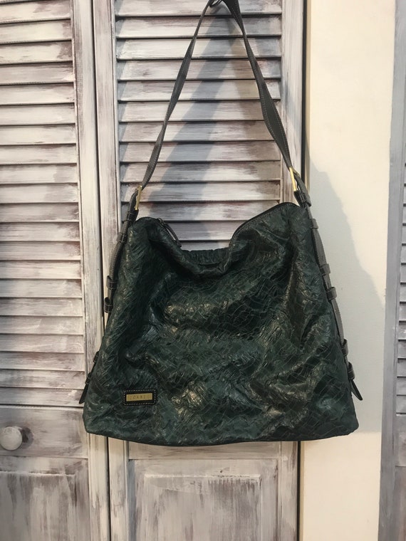 Vintage Handbag Joanel Canada Dark Green Vegan Leather Bag Large