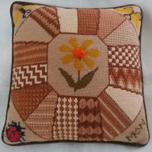 Handmade Needlepoint Sampler Pillow for &quot; MOM &quot;