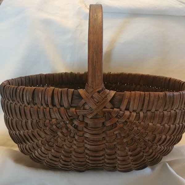 Large Antique Handmade Ash Splint carrying Basket from New England