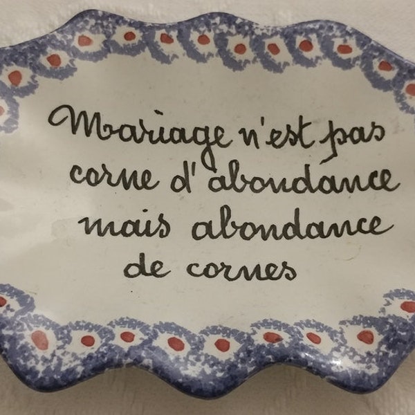 Quimper Trinket Tray With Marriage Theme