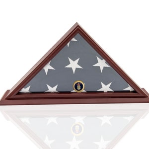 DECOMIL - 5x9 Burial/Funeral/Veteran Flag Elegant Display Case with Base, Solid Wood, Cherry Finish (Air Force)