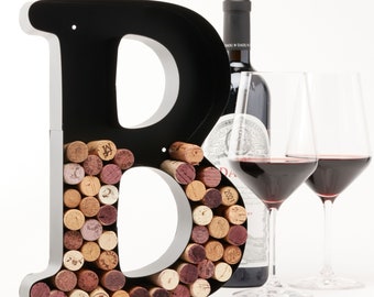 Custom Wine Cork Holder (A-Z) (Letter B), Decorative Wine Letters Cork Holder (B), Wall Art Cork Holder Decor (B), Drinking Lovers Gift