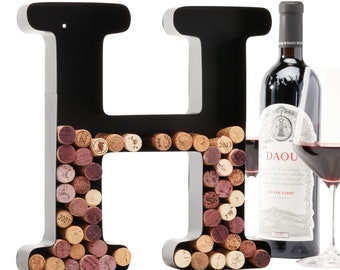 Letter H Wine Cork Holder, Metal Wall Art Decor, Drinking Lovers Gift