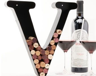 Letter V Wine Cork Holder, Wall Decor for Wine Lovers