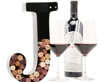 Letter J Wine Cork Holder, Wall Art Decor, Drinking Lover Gift