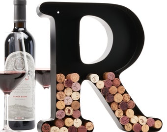 Custom Letter R Wine Cork Holder, Wall Decor, Drinking Lover Gift