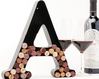Custom Wine Cork Holder (A-Z) (Letter A), Decorative Wine Letters Cork Holder (A), Wall Art Cork Holder Decor (A), Drinking Lovers Gift