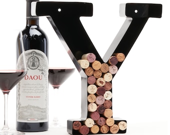Custom Wine Cork Holder (A-Z) (Letter Y), Decorative Wine Letters Cork Holder (Y), Wall Art Cork Holder Decor (Y), Drinking Lovers Gift