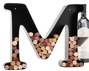 Letter M Wine Cork Holder, Metal Wall Art, Drinking Lovers Gift