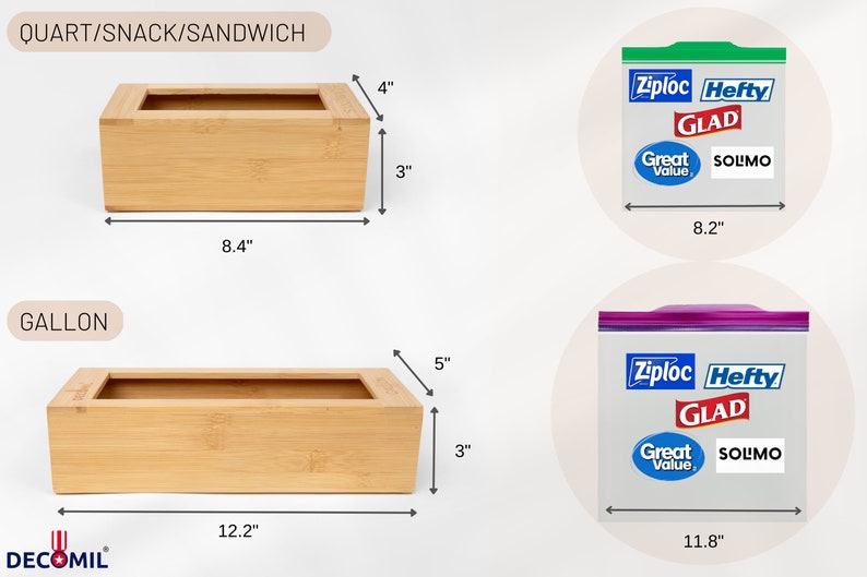 Bamboo Plastic Bag Organizer - Kitchen Drawer Baggie Dispenser image 3