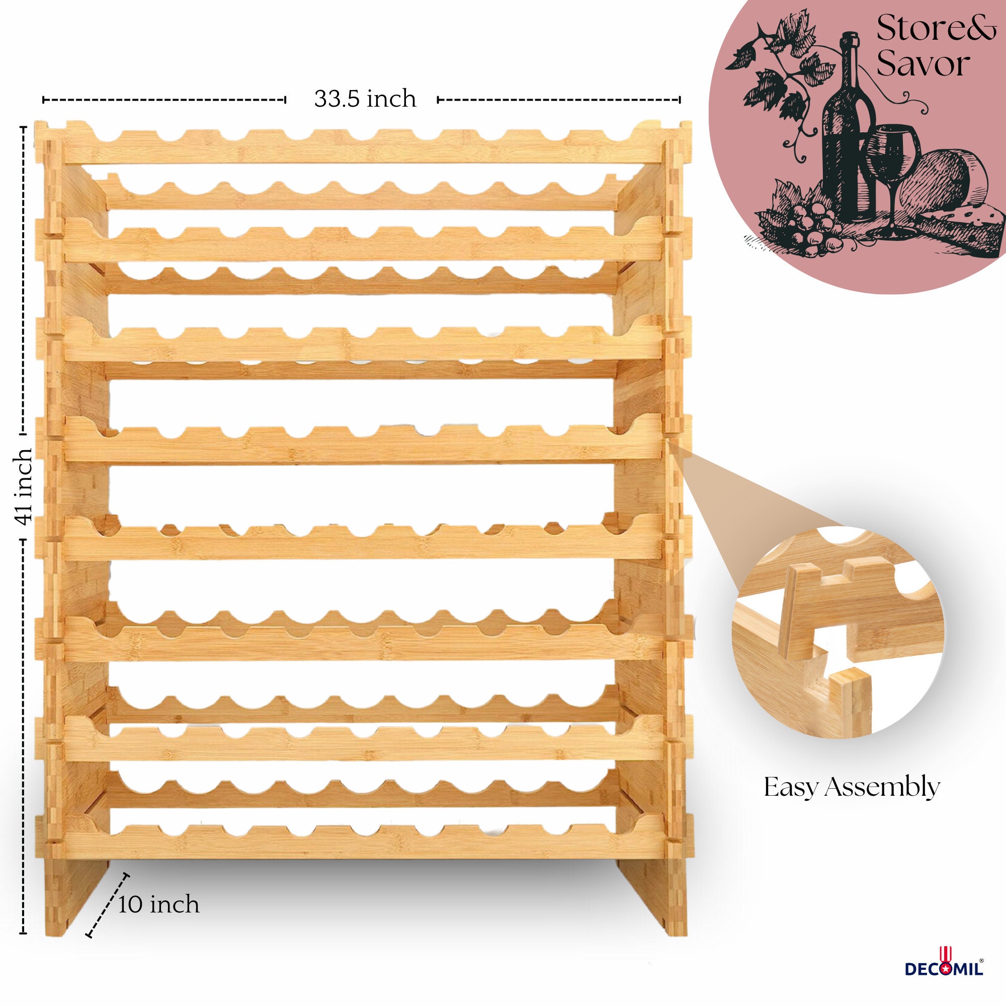 HENGMEI Houten Wijnrek Wijnrek voor 72 Flessen, 6 Niveau Stapelbare Grenen Planken Wijnopslag, Champagne voor Bar Tegen Kelder, 87×28×118cm HENGMEI Houten Wijnrek Wijnrek voor 72 Flessen, 6 Niveau Stapelbare Grenen Planken Wijnopslag, Champagne voor Bar Tegen Kelder, 87×28×118cm