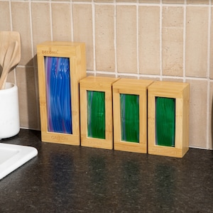 Bamboo Plastic Bag Organizer - Kitchen Drawer Baggie Dispenser image 6