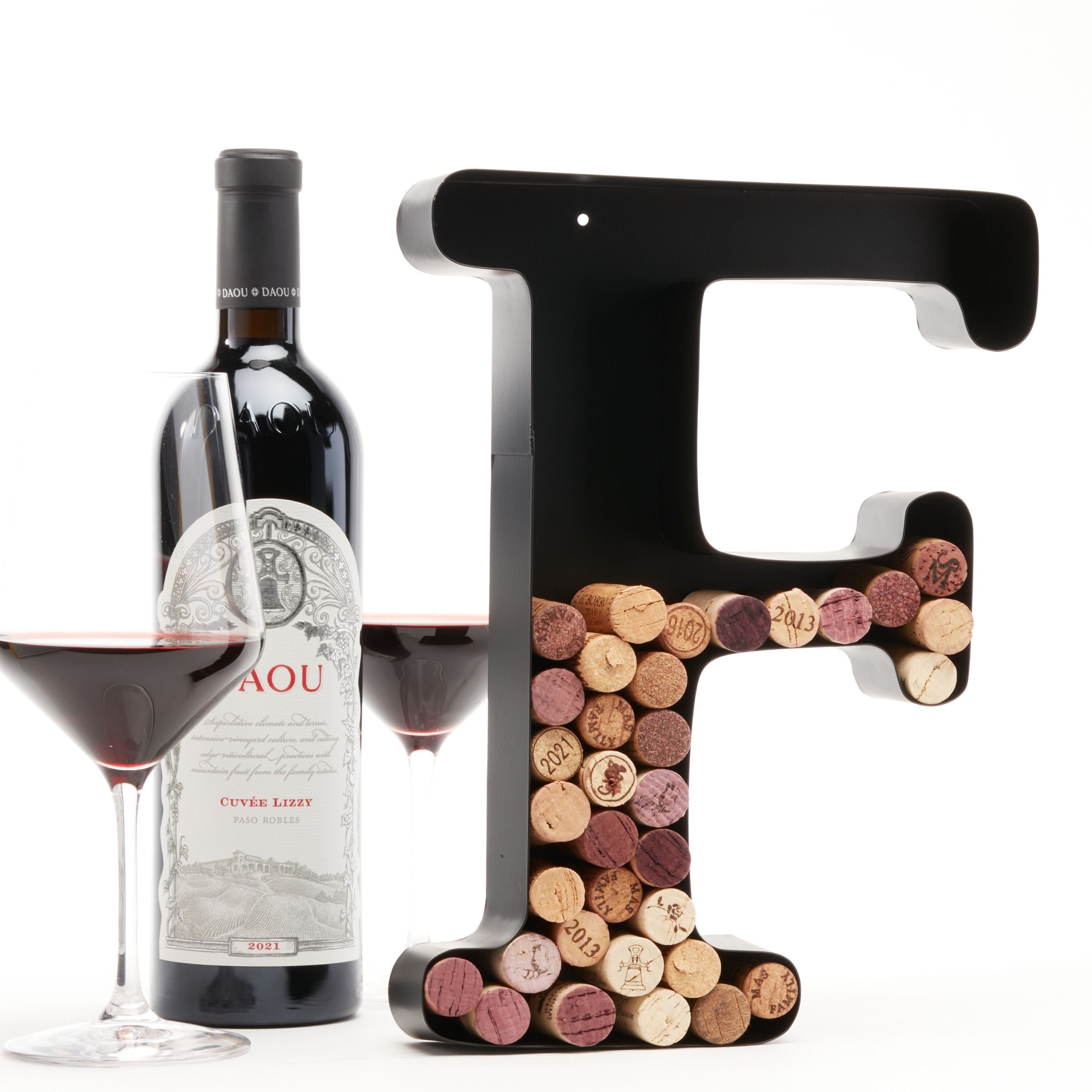Custom Wine Cork Holder (A-Z) (Letter F), Decorative Wine Letters Cork Holder (F), Wall Art Cork Holder Decor (F), Drinking Lovers Gift