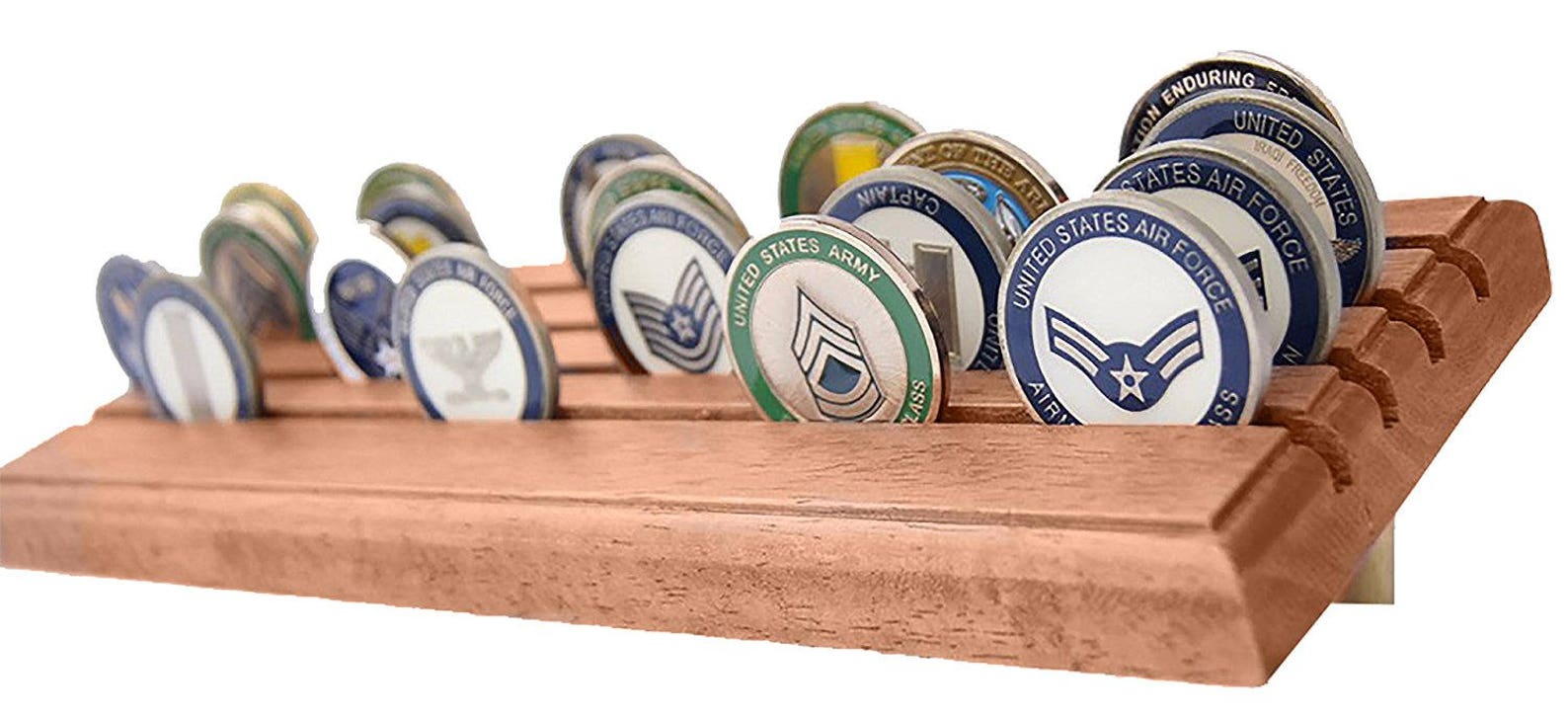 Command Coin Displays DECOMIL - 4 Rows Military and Challenge Coin Display Stand Rack With ...