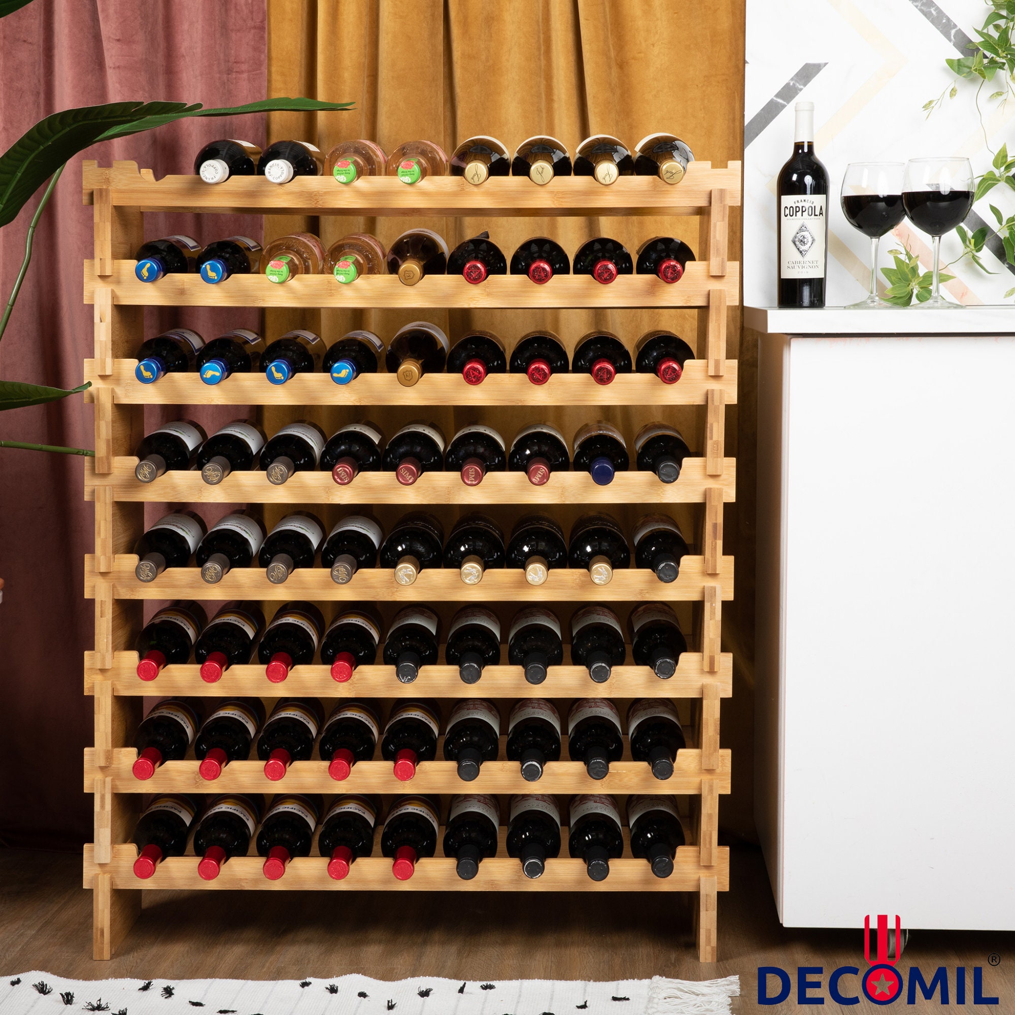 72 Bottle Bamboo Wine Rack Modular and Stackable 8 Tier Etsy