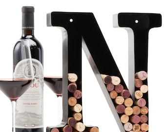 Letter N Wine Cork Holder, Wall Art Decor, Drinking Lovers Gift