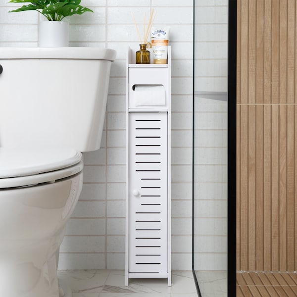 Mueble de baño delgado – Organizador de papel higiénico y toallas