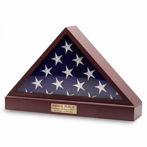 DECOMIL – Burial Flag Display Case, 5x9 Flag Display Stand , Flag Case for Funeral Flag,  Armed Forces Emblems