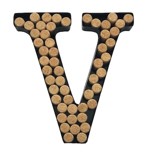 Decomil Porta-rolhas para vinho (A-Z) (Letra V) | Porta-rolhas decorativo para letras de vinho (V) | Decoração para porta-rolhas de arte de parede (V)