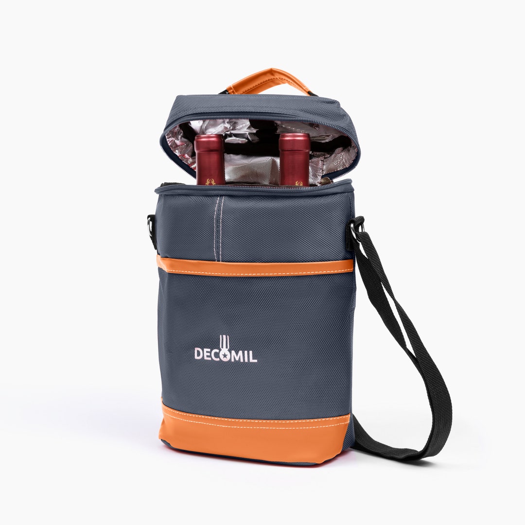 DECOMIL - 2 Bottle Wine Bag, Wine Tote Carrier, Wine Cooler Bag for ...