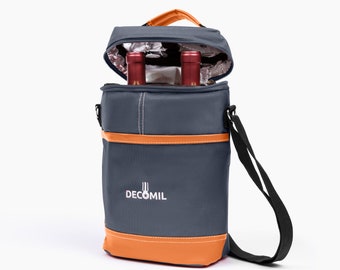 DECOMIL - 2 Bottle Wine Bag, Wine Tote Carrier, Wine Cooler Bag for Picnic, Travel, Wine Gifts | Wine Tote Bag | 5 Color Options