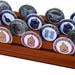 DECOMIL Military Challenge Coin Holder Stand - Walnut Wood 4-Rack Display For 40 Coins