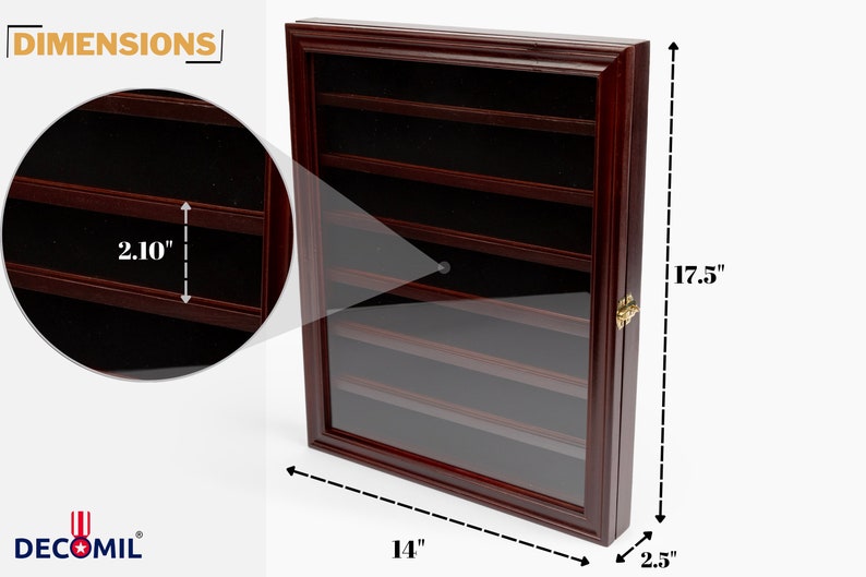 DECOMIL Military Challenge Coin Display Case Cabinet Rack Holder With Door image 7