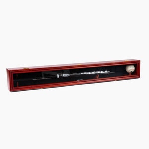 DECOMIL - Baseball Bat, Stick Display Case Rack Cabinet Holder Wall Mount, w/UV Protection, Lockable, Vertical or Horizontal (Cherry)