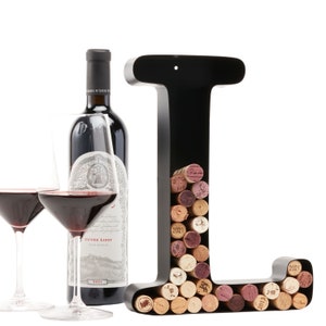 Portacorchos de vino personalizado (A-Z) (Letra L), Portacorchos decorativo con letras de vino (L), Decoración de portacorchos de pared (L), Regalo para amantes de la bebida