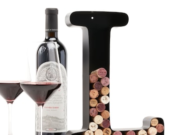 Letter L Wine Cork Holder, Metal Wall Art, Wine Lover Gift