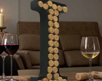 Decomil Wine Cork Holder (A-Z) (Letter I) | Decorative Wine Letters Cork Holder (I) | Wall Art Cork Holder Decor (I)