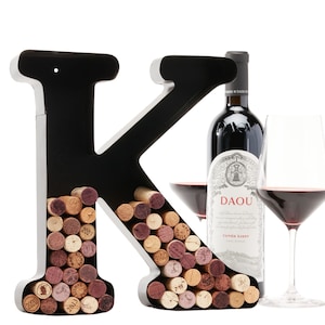 Letter K Wine Cork Holder, Wall Art Decor, Drinking Lovers Gift