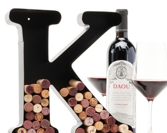 Letter K Wine Cork Holder, Wall Art Decor, Drinking Lovers Gift