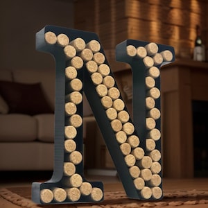 Decomil Porta-rolhas para vinho (A-Z) (Letra N) | Porta-rolhas decorativo para letras de vinho (N) | Decoração para porta-rolhas de arte de parede (N)