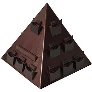 Pyramid Military Challenge Coin Display Case - Wooden Rotating Base For 22 Coins