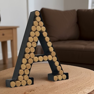 Decomil Porta-rolhas para vinho (A-Z) (Letra A) | Porta-rolhas decorativo para letras de vinho (A) | Decoração para porta-rolhas de vinho com arte de parede (A)