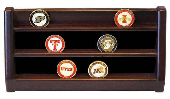 3 Rows Shelf Challenge Coin Holder Display Casino Chips Holder Solid Wood