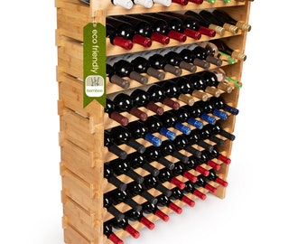 72 Bottle Bamboo Wine Rack - Modular and Stackable - 8 Tier