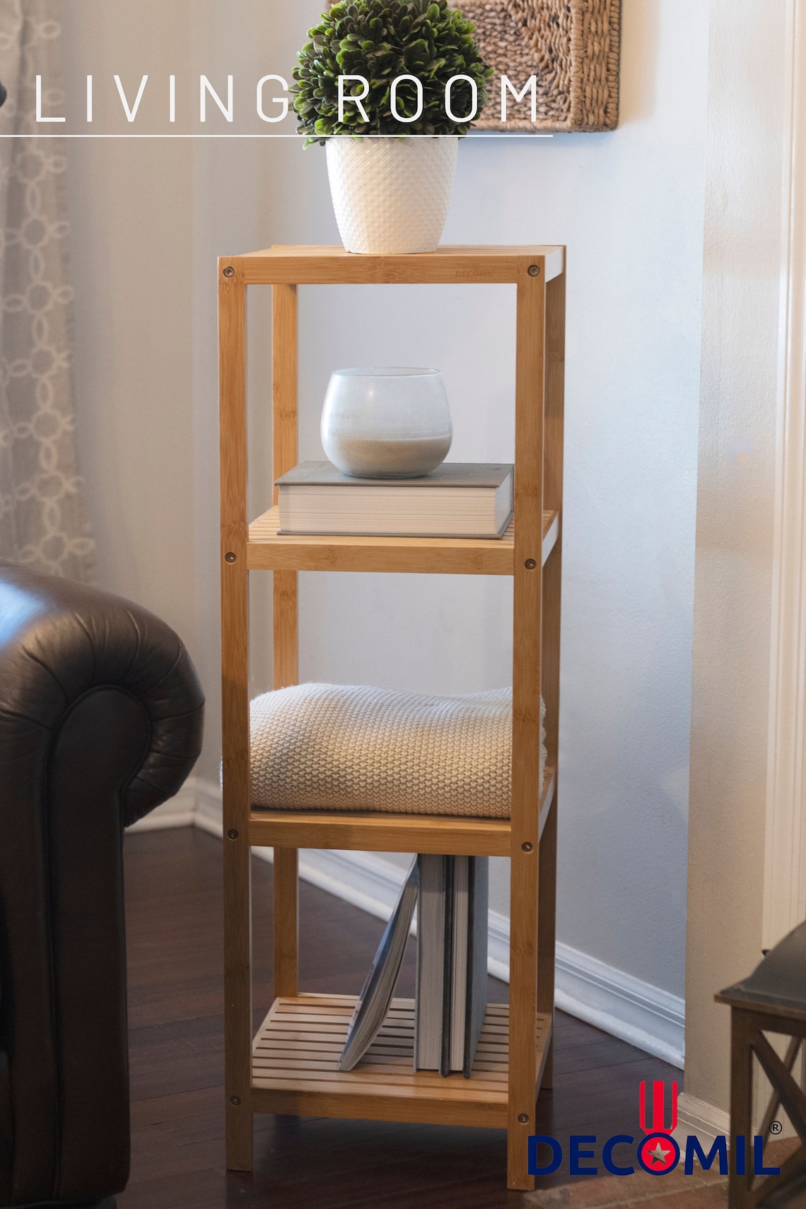 4 Tier Bamboo Standing Shelf Freestanding Bathroom Etsy