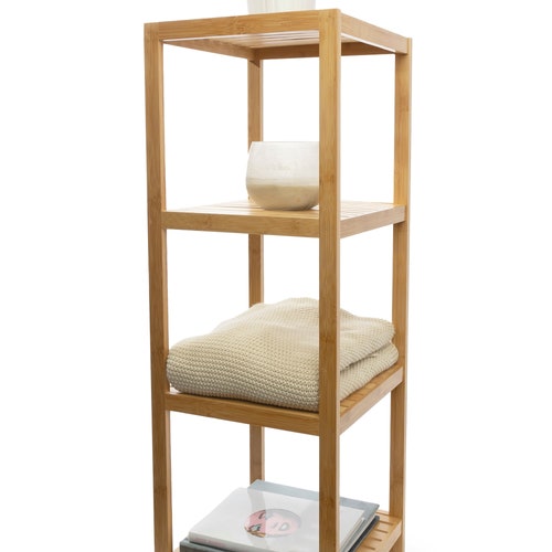 4 Tier Bamboo Standing Shelf Freestanding Bathroom Etsy