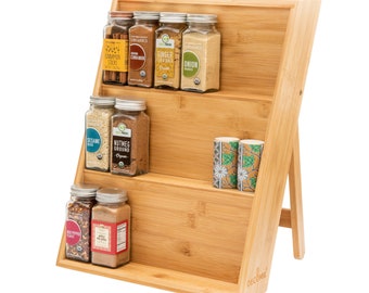 DECOMIL -Kitchen Series Spice Rack Organizer for Cabinet, Countertop, Drawer, Standing/Laid Down Option, Bamboo, 11,6 x15