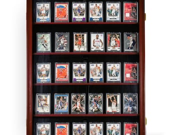 Vitrina de madera maciza para tarjetas clasificadas, con protección UV.