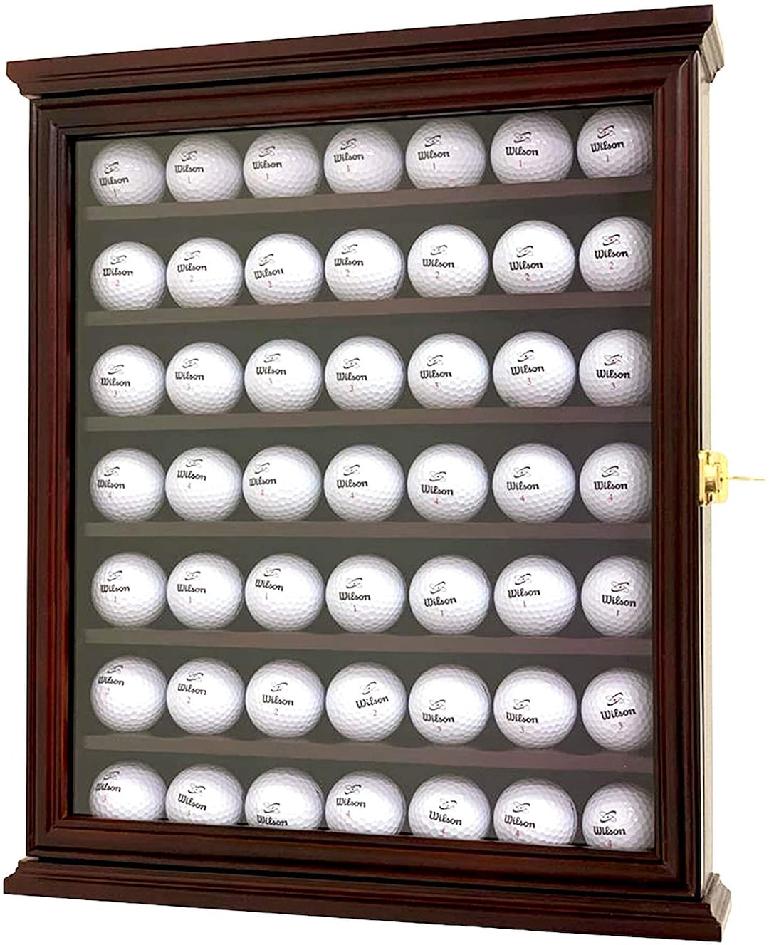Solid Wood Golf Ball Display Case Wall Rack Holder UV Protection With