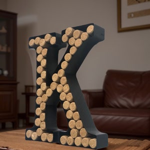 Wine Cork Holder Letter K | Black Metal Wall Decor