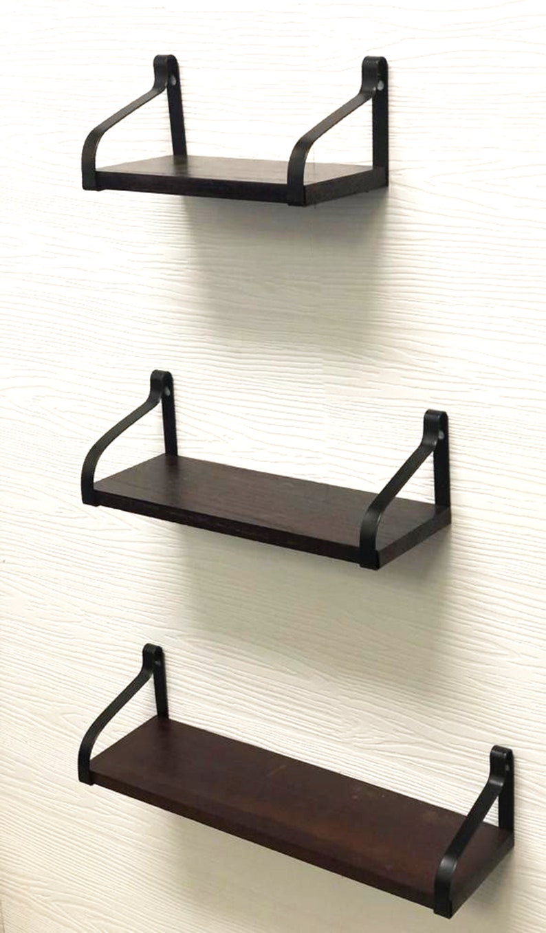 Floating Rustic Wood Shelves Wall Mounted Set of 3 Etsy